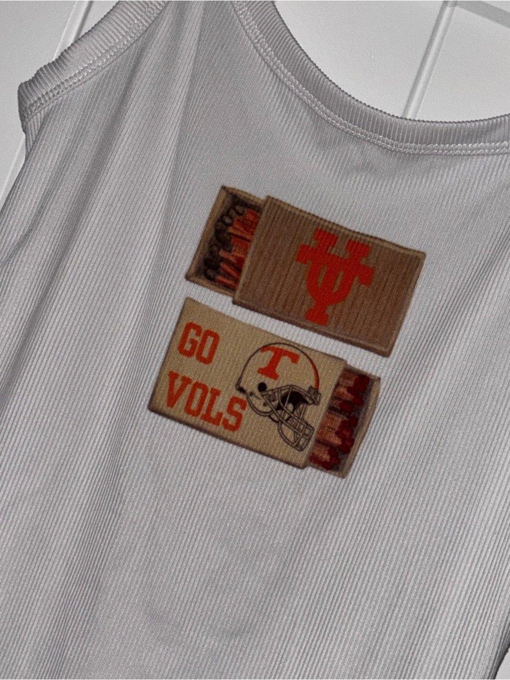 White Tank Top with Orange 'Go Vols' Graphic